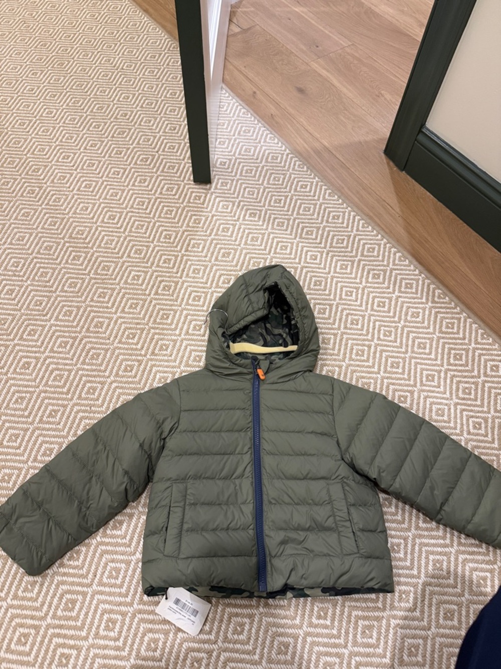 Blue Rooster Green reversible camo Puffer Jacket with Hood